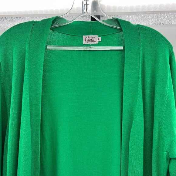 Cielo Women's Open Front Cardigan Long Sleeve Green Size Medium - Picture 2 of 9
